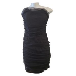 NWT Pretty Little Things cocktail dress one-shoulder ruched bodice black elegant